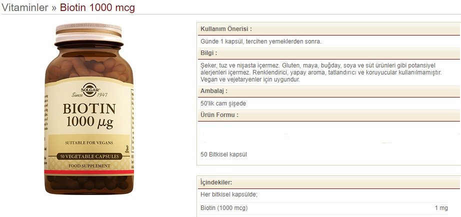 Solgar Biotin 1000 Mcg 50 Bitkisel Kapsul 74 90 Tl Solgar Biotin 1000 Mcg 50 Bitkisel Kapsul 74 90 Tl