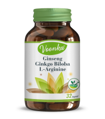 Voonka Ginseng, Ginkgo ve L-Arjinin İçeren Takviye Edici Gıda 32 kapsül