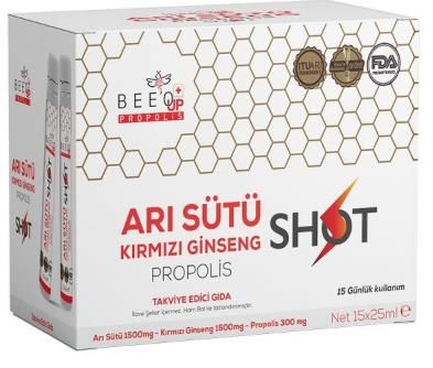 BEE'O Bee & You  Arı Sütü Kırmızı Ginseng Propolis Shot 15*25 Ml