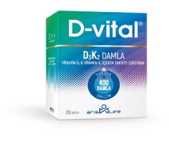 D-Vital D3 K2 Vitamin D3 ve Vitamin K2 20 ml Damla