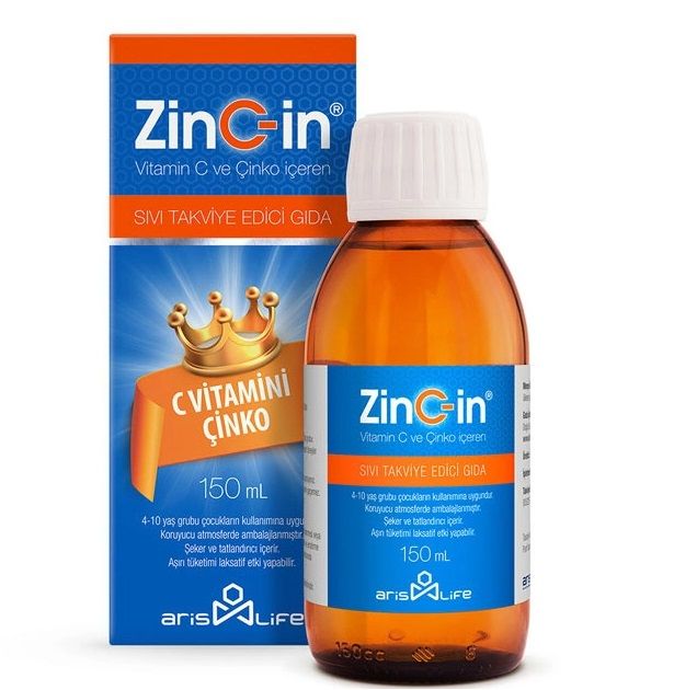 ZinC-in C Vitamini Çinko Sıvı Takviye Edici Gıda 150 ml