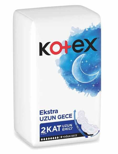 Kotex Ekstra Uzun Gece Hijyenik Ped 9'lu
