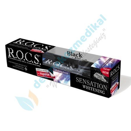 ROCS Black Edition Diş Fırçası Medium + Extra Beyazlatıcı Diş Macunu 60ml