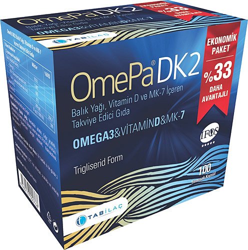OmePa DK2 Omega 3 Vitamin D ve MK-7 100 Kapsül
