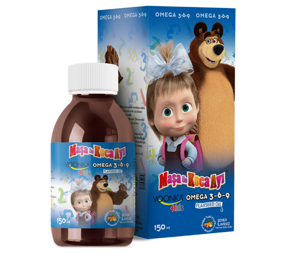 Voonka Kids Maşa ve Koca Ayı Omega 3-6-9 Flaxeed Oil Tutti Fruitti 150 ml