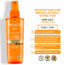 Bioxcin Sun Care Tüm Ciltler için Bronzlaştırıcı Yağ SPF 15 200 ml
