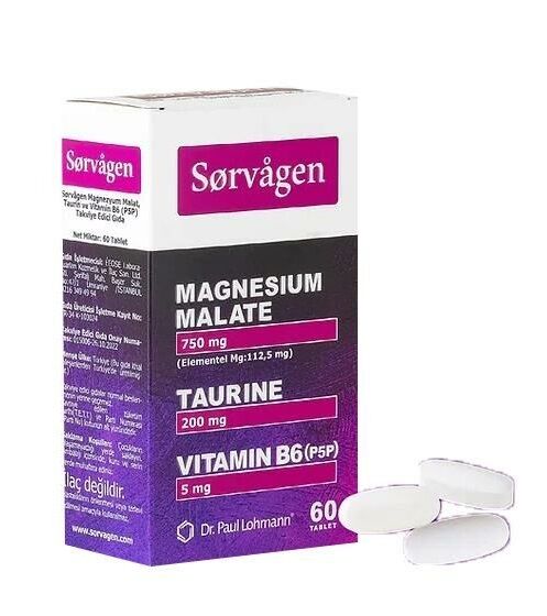 Sorvagen Magnesium Malat Taurin Vit B6 60 Tablet