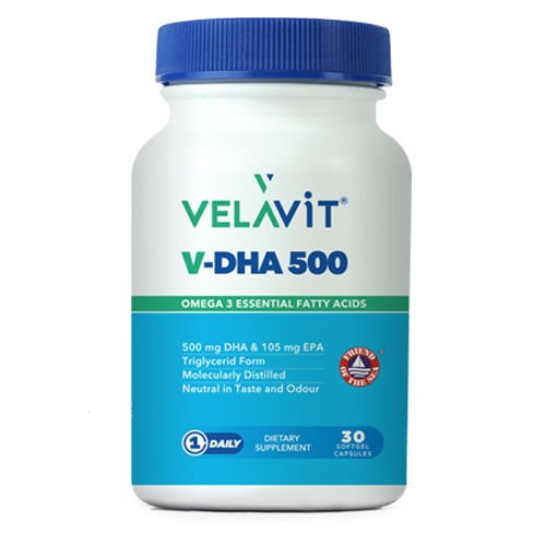 Velavit V-DHA 500 Takviye Edici Gıda 30 Kapsül