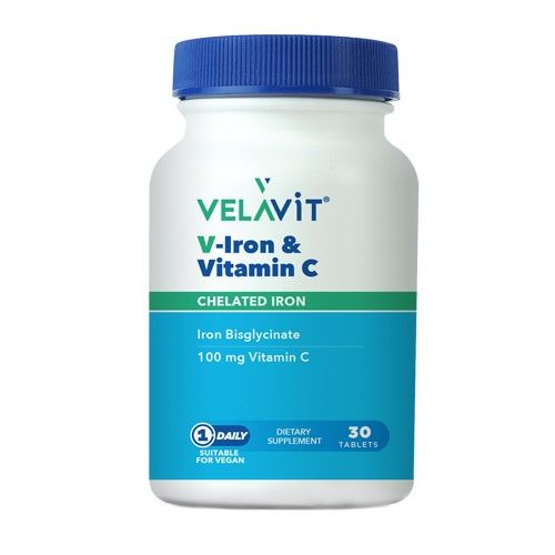 Velavit V-Iron & Vitamin C İçeren Takviye Edici Gıda 30 Tablet