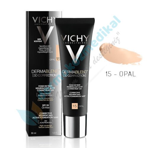 Vichy Dermablend 3 Boyutlu Düzeltici Fondöten 30ml Spf 25 Açık Ton 15 Opal