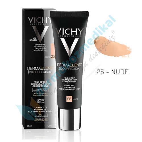 Vichy Dermablend 3 Boyutlu Düzeltici Fondöten 30ml Spf 25 Açık Ton 25 Nude