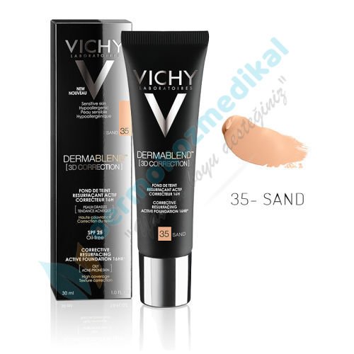 Vichy Dermablend 3 Boyutlu Düzeltici Fondöten 30ml Spf 35 Orta + Ton 35 Sand