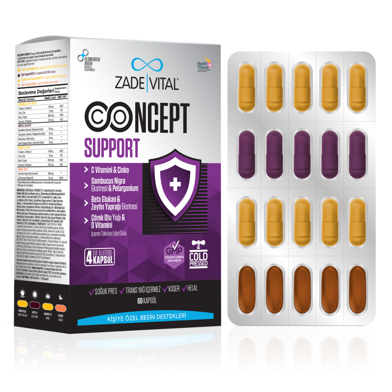 Zade Vital Concept Support 60 Kapsül Takviye Edici Gıda