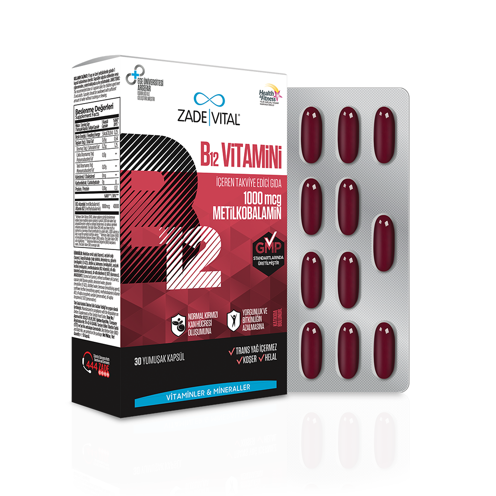 Zade Vital Vitamin B12 30 Yumuşak Kapsül