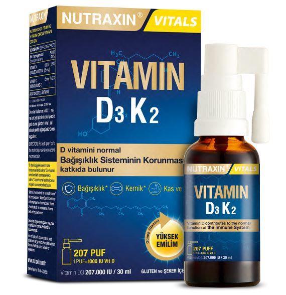 Nutraxin Vitamin D3K2 Takviye Edici Gıda 30 ml