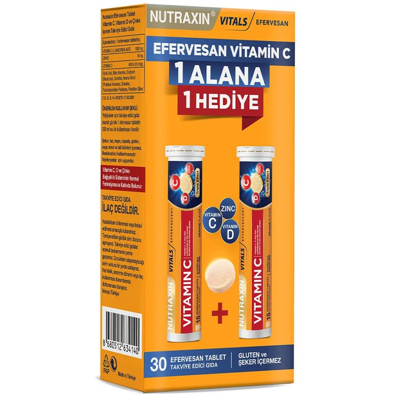 Nutraxin Vitamin CD Zinc 15 Efervesan Tablet - İkili Kofre