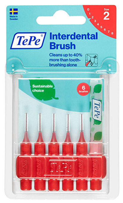 Tepe Arayüz Fırçası Blister 0.5 mm Kırmızı 6'lı