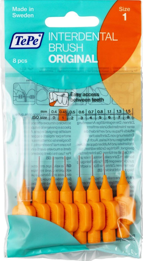 Tepe Diş Arası Fırça 0.45 mm Turuncu 8li Paket