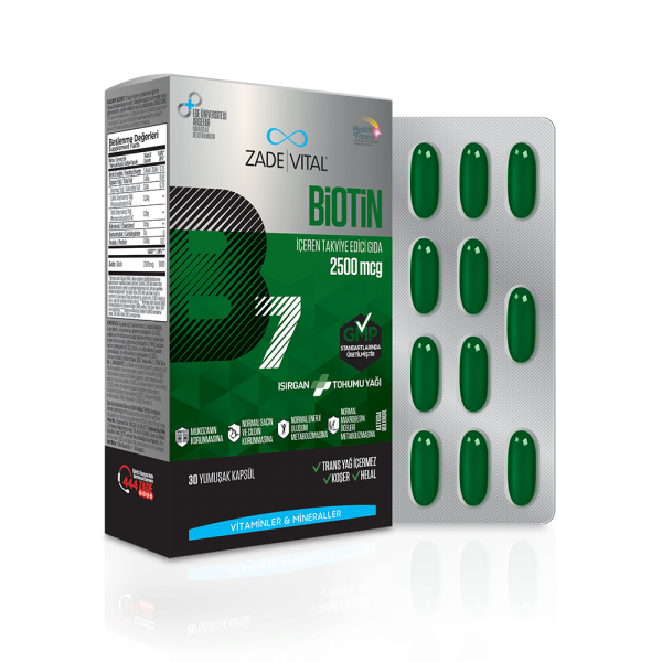Zade Vital Biotin 2500 mcg 30 Kapsül