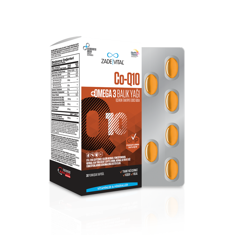 Zade Vital Co-Q10 Omega3 Balık Yağı 1000mg 30 Yumuşak kapsül
