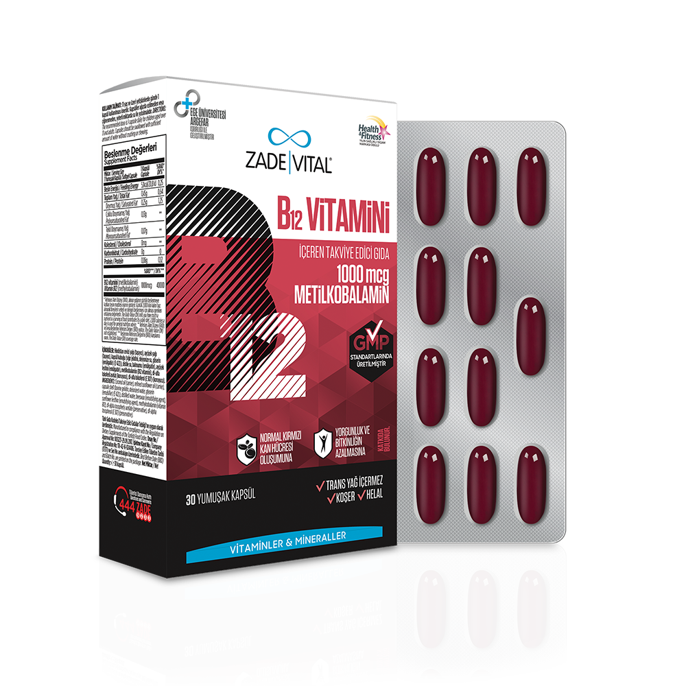 Zade Vital Vitamin B12 30 Yumuşak Kapsül