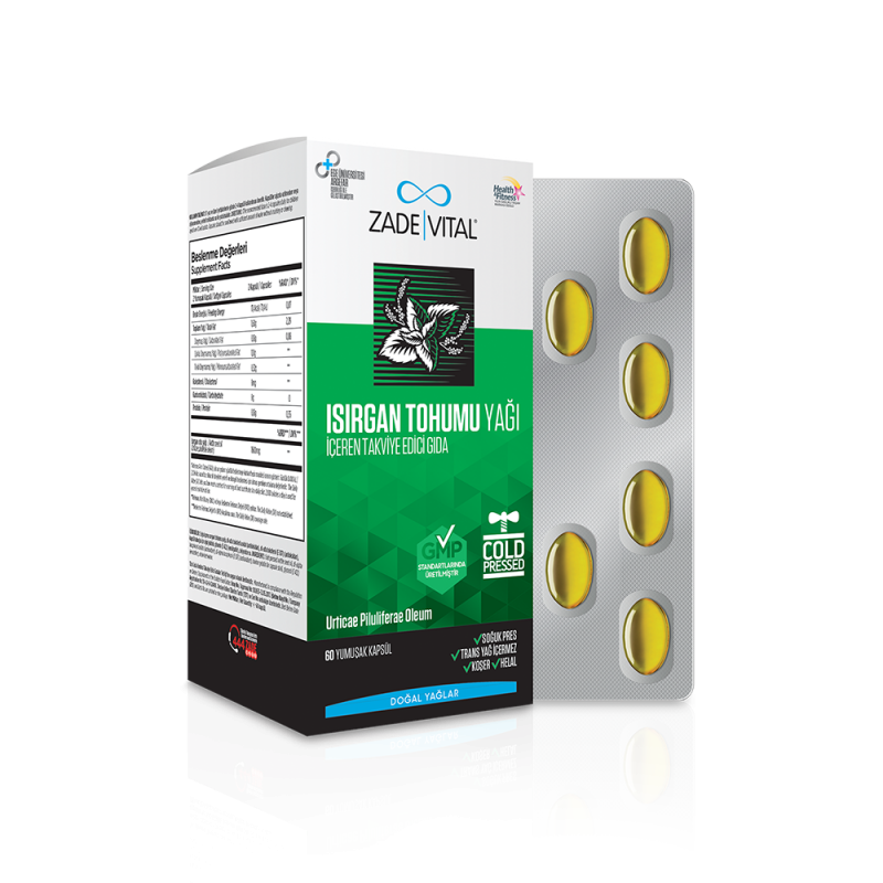 Zade Vital Isırgan Tohumu Yağı Blister 60 Kapsül