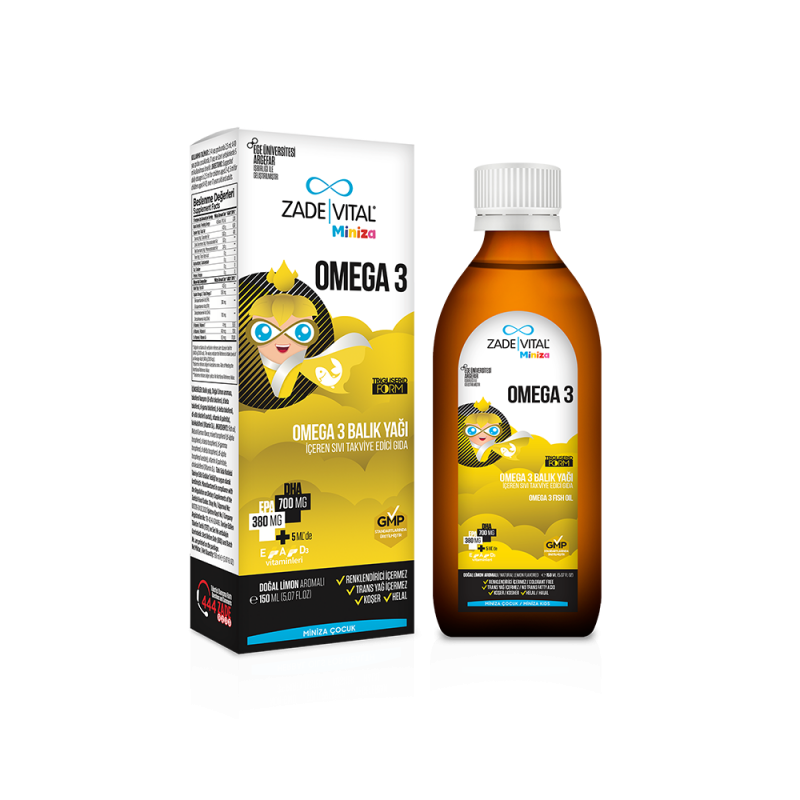 Zade Vital Miniza Omega 3 - Balık Yağı Doğal Limon Aromalı 150 ml