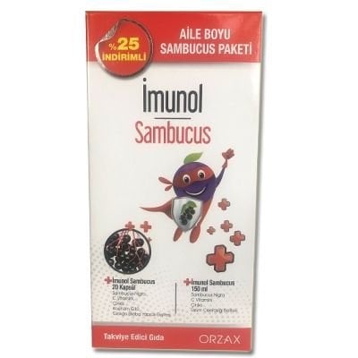 İmunol Sambucus Şurup 150 ml + Sambucus 20 Kapsül - Aile Boyu Paket