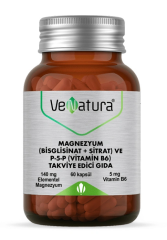 VeNatura Magnezyum (Bisglisinat+Sitrat) ve P5P (Vitamin B6) 60 Kapsül