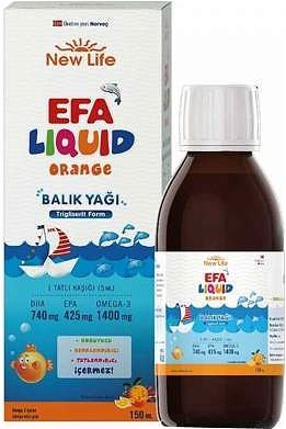 New Life EFA Liquid Portakal 150 ml Balık Yağı Şurubu