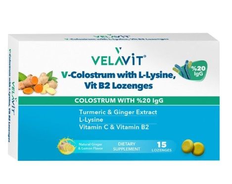 Velavit V-COLOSTRUM Lozenges Zencefil Zerdeçal 15 Tablet