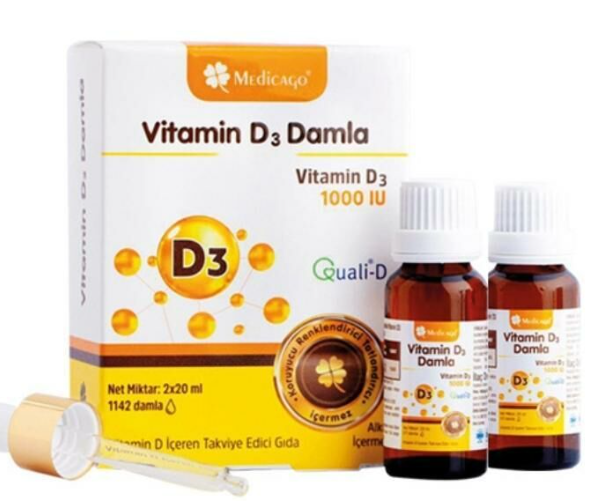 Vitamin D3 Damla Takviye Edici Gıda 1000 UI 2X20 ml
