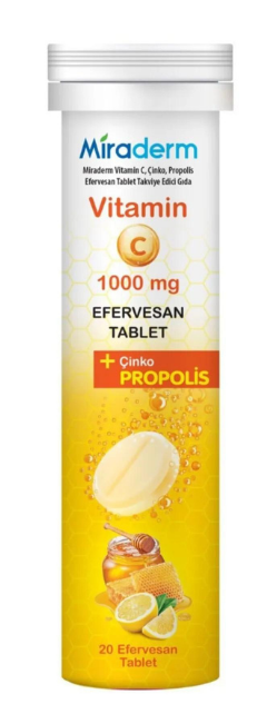 Miraderm Propolis Vitamin C Çinko 20 Efervesan Tablet