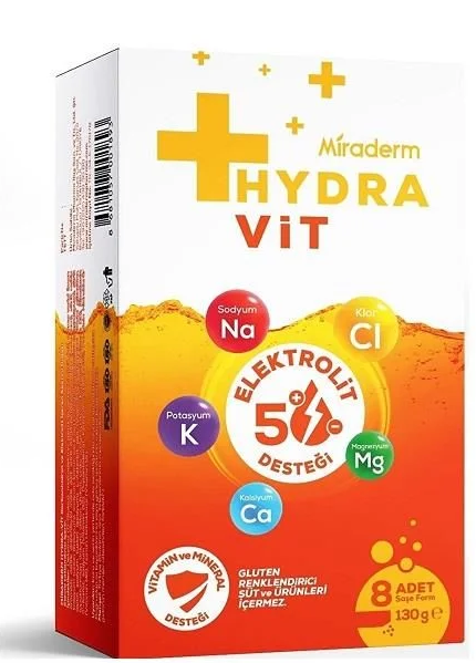 Miraderm Hydra Vit Karbonhidrat ve Elektrolit İçeren Sporcu Gıdası 8 Adet Saşe