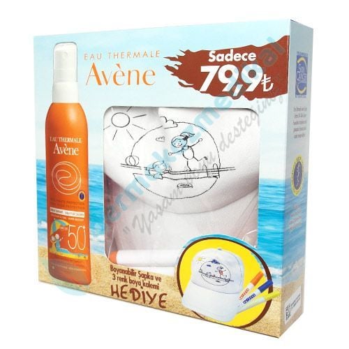Avene Spray Enfant Spf50 200ml - Boyanabilir Şapka ve 3 Renk Boya Kalemi HEDİYE