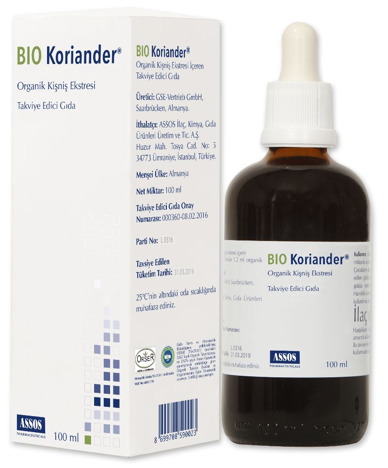 Assos İlaç Bio Koriander Organik Kişniş Ekstresi 100 ml