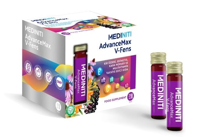 Mediniti AdvanceMax V-Fens Kır İğdesi, Ekinezya, Kara Mürver ve Multivitamin Sıvı 20 Şişe